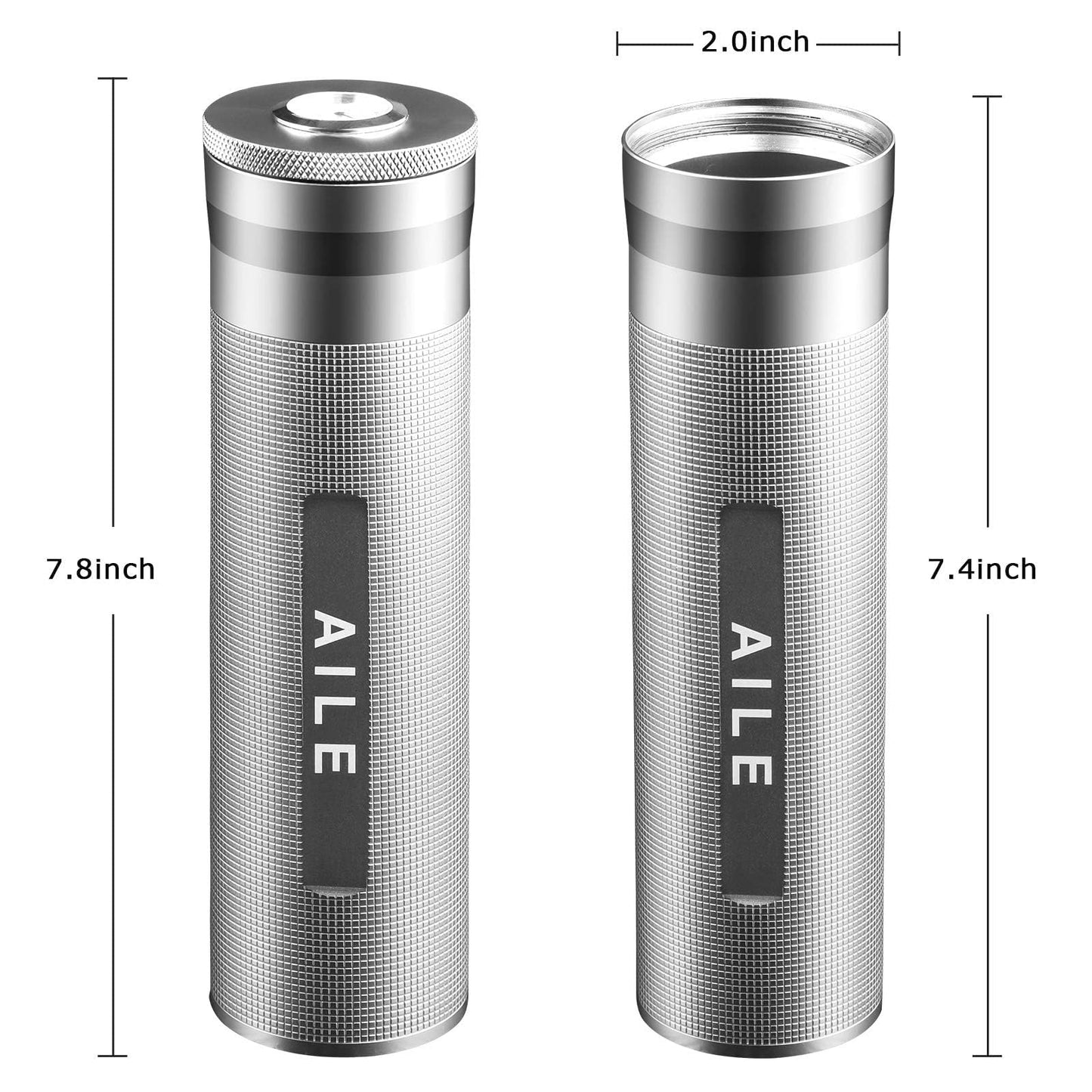 AILE Cigar Stainless Steel humidor Silver Travel Cigar case Tube for 3 to 4 Cigars, Portable Cigar case, Cigar Hygrometer, Great Gift for Men, Dad, Husband