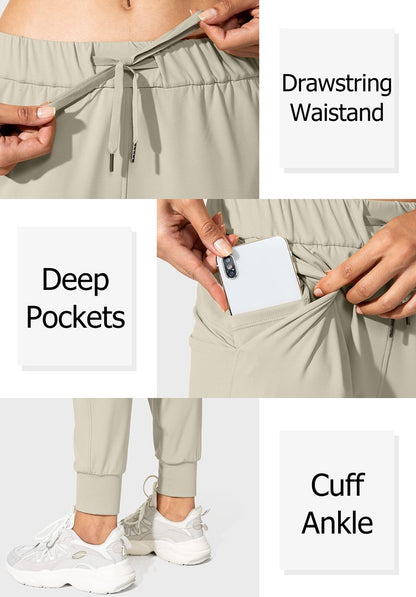 SANTINY Women's Joggers Pants Pockets Drawstring Running Sweatpants for Women Lounge Workout Jogging(Silver Sage_XS)