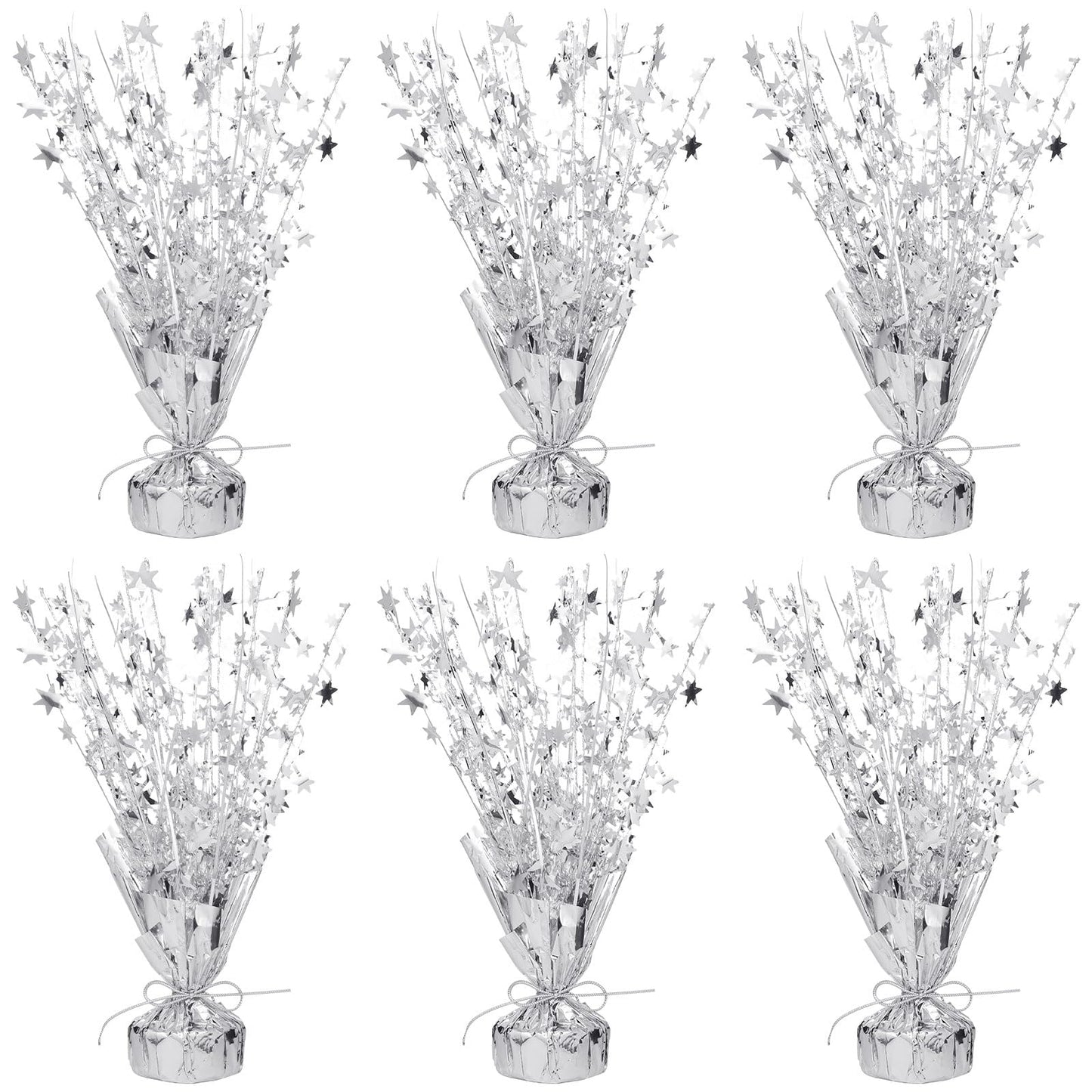 6 Pack Metallic Foil Spray Centerpiece Table Decoration Silver Star Party Centerpieces Table Decorations for Birthday Wedding Anniversary 2026 Graduation Party Decor