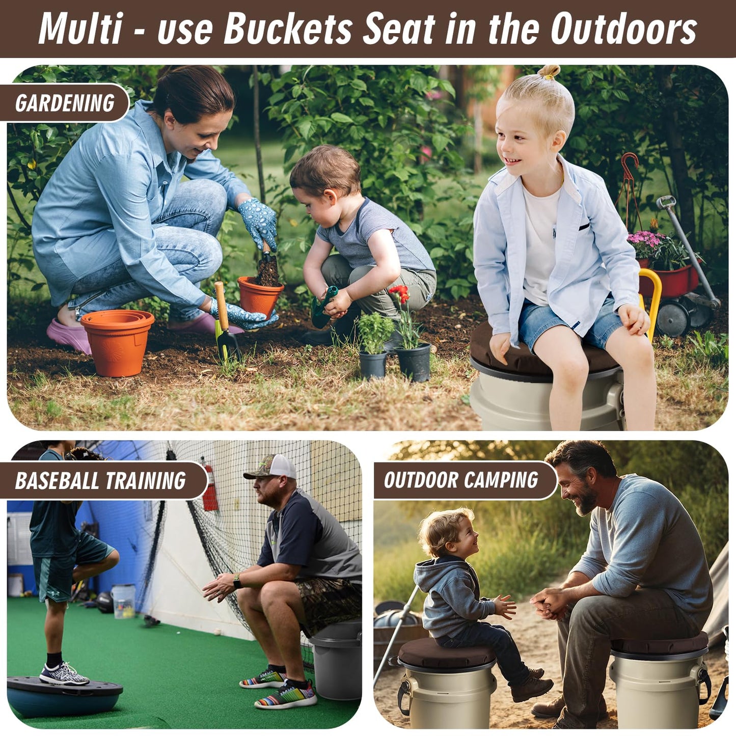Ironraw 5 Gallon Bucket Seat for Yeti Only, 360 Degree Swivel Load Out Bucket Seat, 5 Gal Foam Cushion Bucket Seats Lid with Padded Top for Hunting Fishing Camping Outdoor