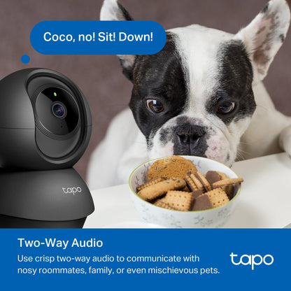 Tapo by TP-Link Pan/Tilt Security Camera for Baby Monitor, Pet Camera w/Motion Detection, 1080P, 2-Way Audio, Night Vision, Cloud & SD Card Storage, Works with Alexa & Google Home, Black (Tapo C201)