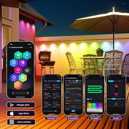 HUTAKUZE Permanent Outdoor Lights, 50FT with 30 RGB LED Lights,IP67 Waterproof, 48 Scene Modes for Outdoor Decor, APP/Remote Control,Music Sync