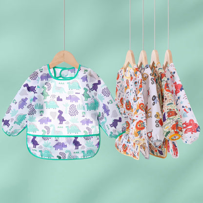YeeLauf Sleeved Bib,5 Pack,Waterproof Shirt Bibs for Baby 3-24 Months Wipe Clean