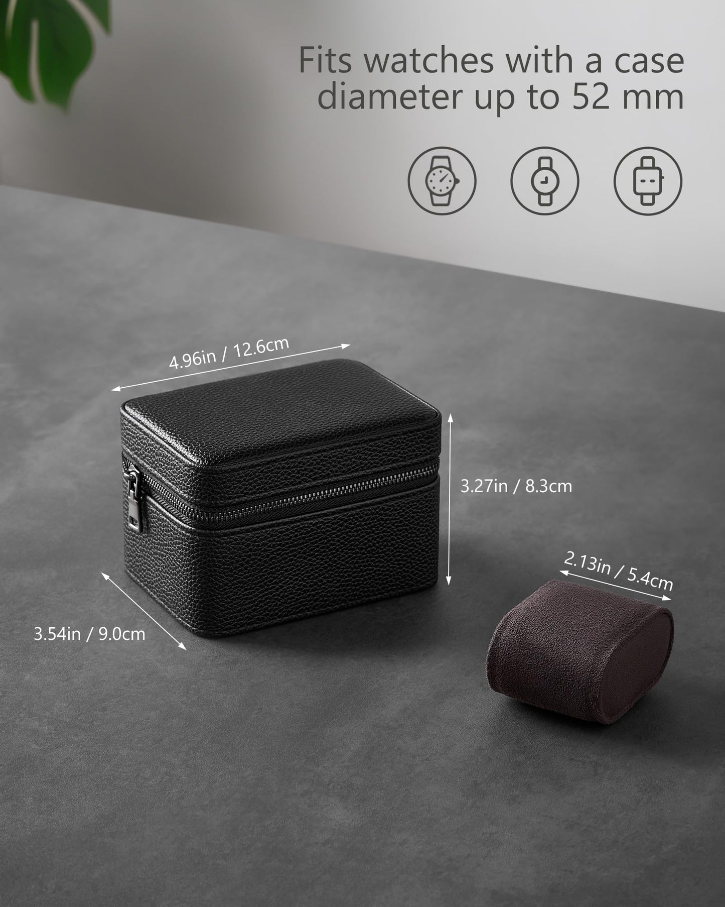 ProCase Black 12 Slot Watch Box and Black 2-Slot Watch Travel Case Bundle, 2-Tier Pull-Out Drawer Organizer, Clear Top Display Lid, Jewelry and Sunglasses Storage, Portable PU Leather Watch Holder