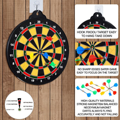 moopok Large Size 16in 2in1 Magnetic Dart Board for Kids and Adult,with 12 Magnetic Darts+12Sticky Balls,Safe Dart Game Set for 3-12 Year Old Kids and Adults,Fun Family Game Friends Gifts
