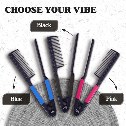 Herstyler Hair Straightening Comb - Straightener Comb for Flat Iron - Makes Styling Easy - Get Straight Hair in Minutes (Pink)
