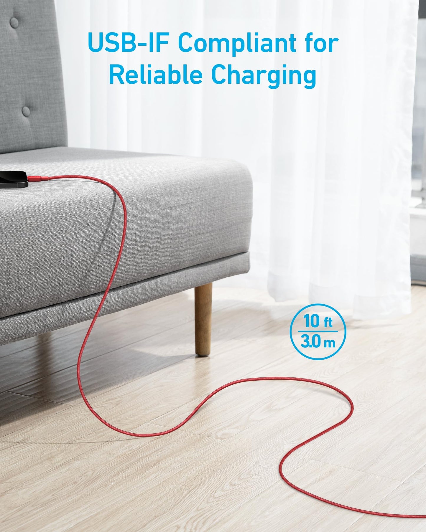 Anker USB A to USB C Cable, Charger Cord (2 Pack, 3FT), for iPhone 17 Series,Samsung Galaxy Note 10/S10+ S10, LG V30 (Black)