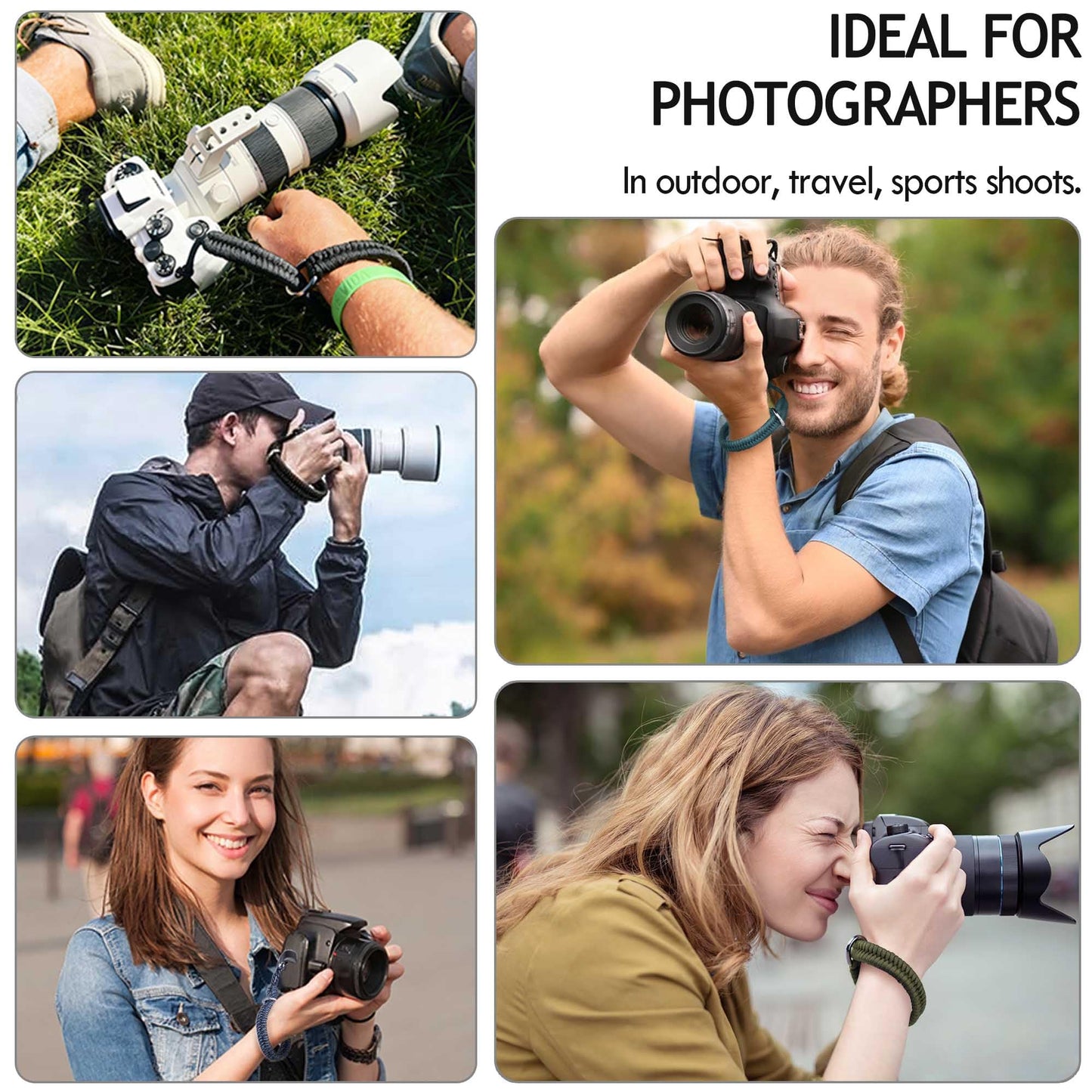 AQAREA Camera Wrist Strap for DSLR Mirrorless Camera, Quick Release Camera Hand Strap with Safer Connector（Black）