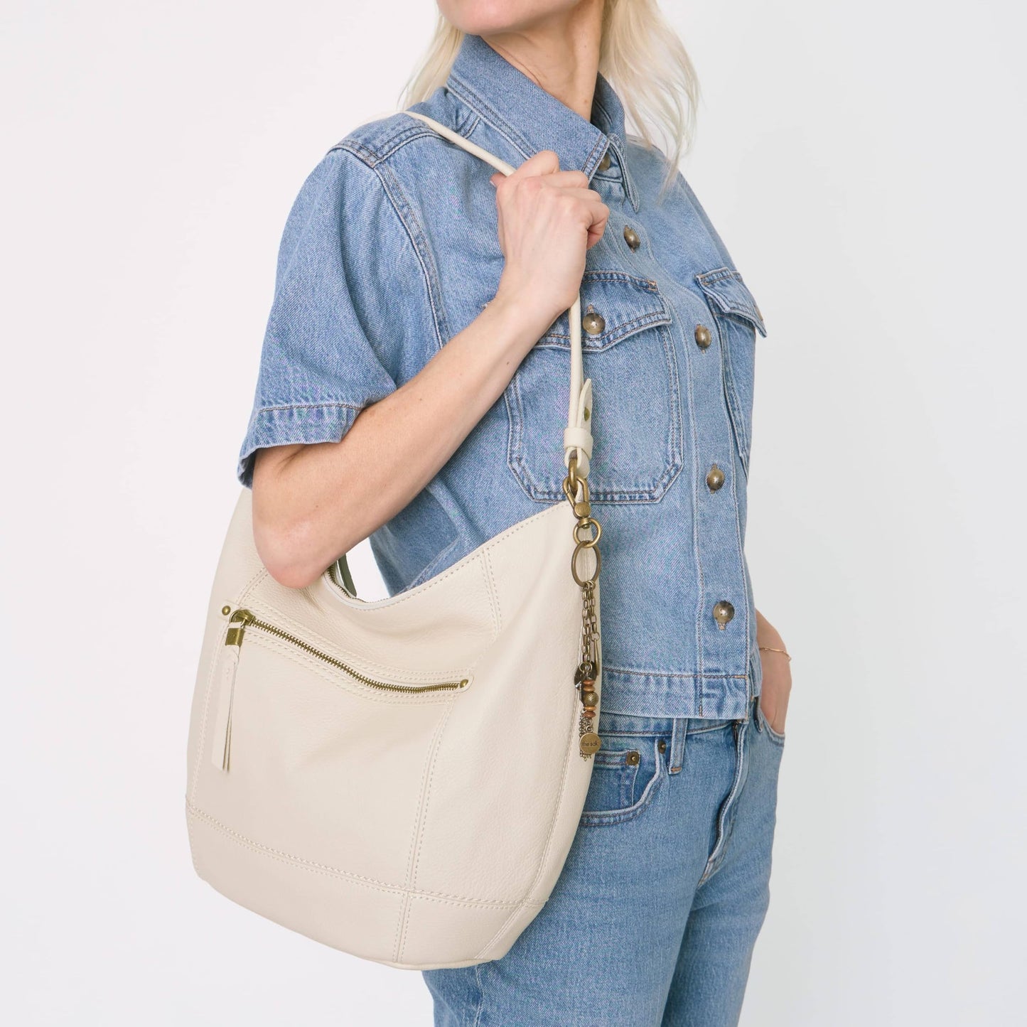The Sak Sequoia Large Hobo Bag - Premium Leather Women's Handbag for Everyday & Travel - Designer Purse With Shoulder Bag Strap, Zipper Closure and Pockets - Stone