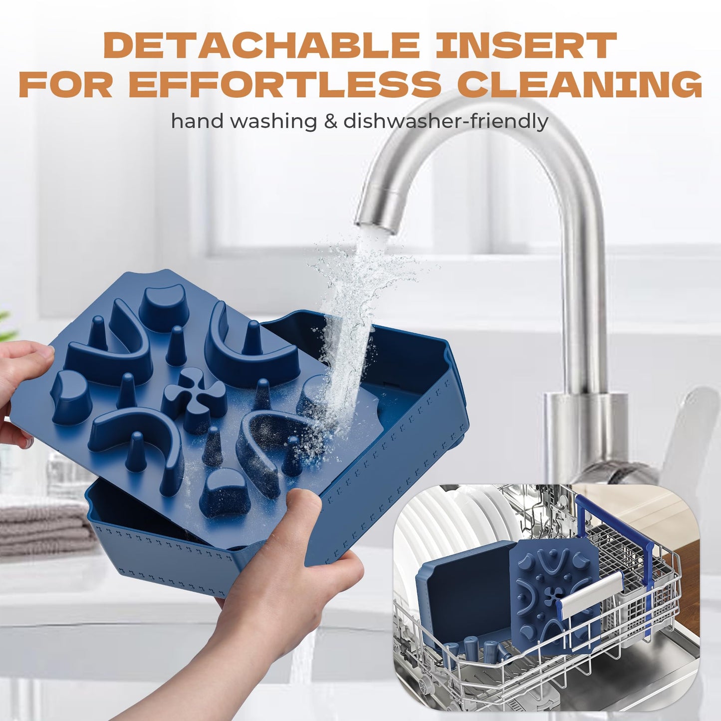 UPSKY Slow Feeder Dog Bowl, 2-in-1 Raised Dog Bowl with Anti-Choking Maze Puzzle, 2-6 Cups Pet Food for Small & Medium Breeds, Interactive Pet Feeder to Slow Eating, Reduce Boredom Blue