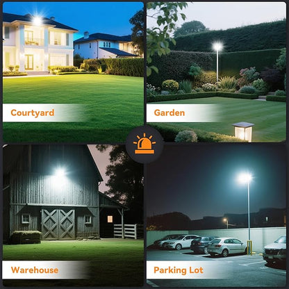 300W LED Outdoor Flood Light, 30000LM Super Bright Stadium Light, 6000K Daylight White, IP66 Waterproof 3 Heads Adjustable Outdoor Floodlights, Backyard, Court, Garden(2 Pack)