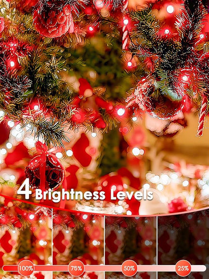 Voice Control Connectable 2PK 164FT 400LED Christmas String Lights Indoor Outdoor with Remote | Smart Twinkle Fairy String Lights 12 Modes & Timer for Xmas Tree Decor (Red & White)