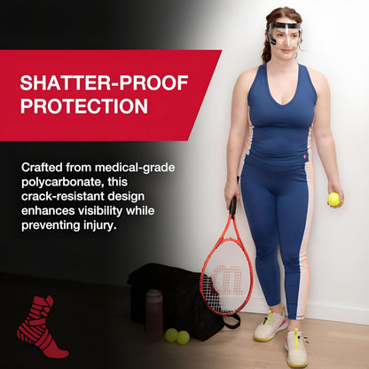 MUELLER Sports Medicine Face Mask for Men & Women, Adjustable Clear Face Guard, Nose & Cheek Protection for Basketball & Cosmetic Procedures, Shatterproof with Foam Padding, One Size