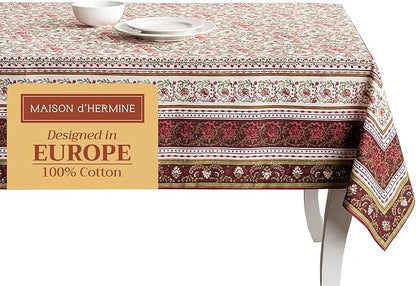 Maison d' Hermine Table Cloth Rectangle Table 100% Cotton 70 x 108 Inches Fall Tablecloth Reusable Everyday Use for Thanksgiving Christmas Decorations Dining Farmhouse Party (Reveillon Au Jardin)