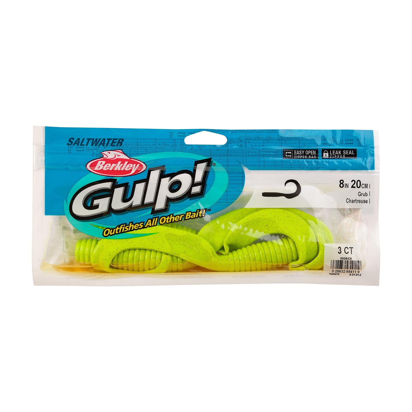 Berkley Gulp! Grub Fishing Soft Bait, Chartreuse, 8- Inch