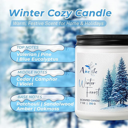 Winter Forest Candle | Pine Cedarwood Scented Soy Candles - Fresh Evergreen Aromatherapy Candles for Home, Holiday Candle Gift for Women & Men, Winter Christmas Home Décor