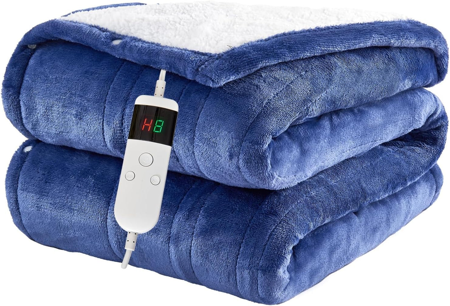 Electric Blanket Heated Throw, Soft Flannel Heating Blanket with 8 Hours Auto Off 10 Fast Heating Levels Machine Washable Sherpa Heated Blanket with Overheating Protection