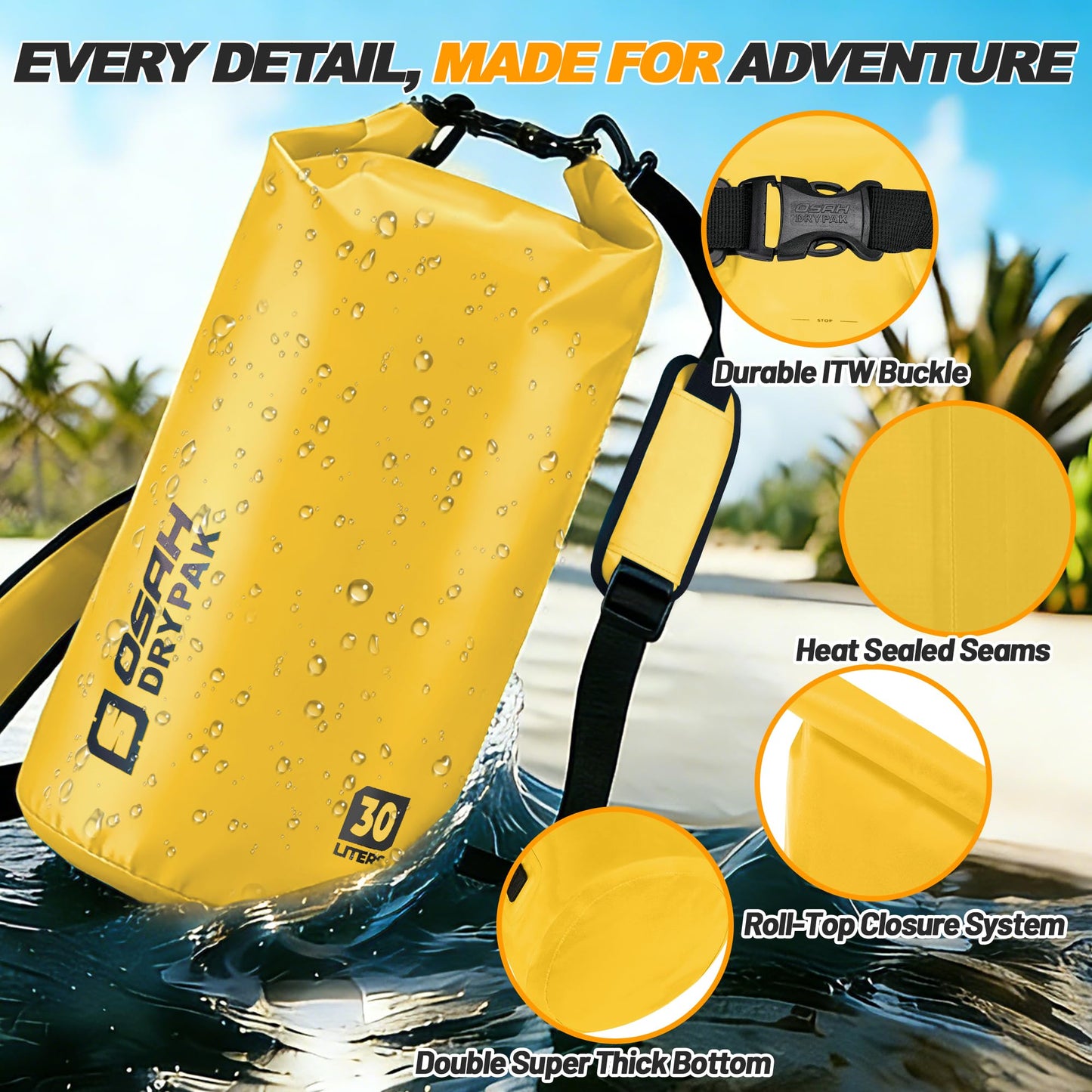 Waterproof Dry Bag, 5L/10L/20L/30L/40L Roll Top Lightweight Storage Backpack with Phone Case for Women & Men, Floating Waterproof Sack for Travel, Swimming, Kayaking, Paddle Board, Camping & Beach