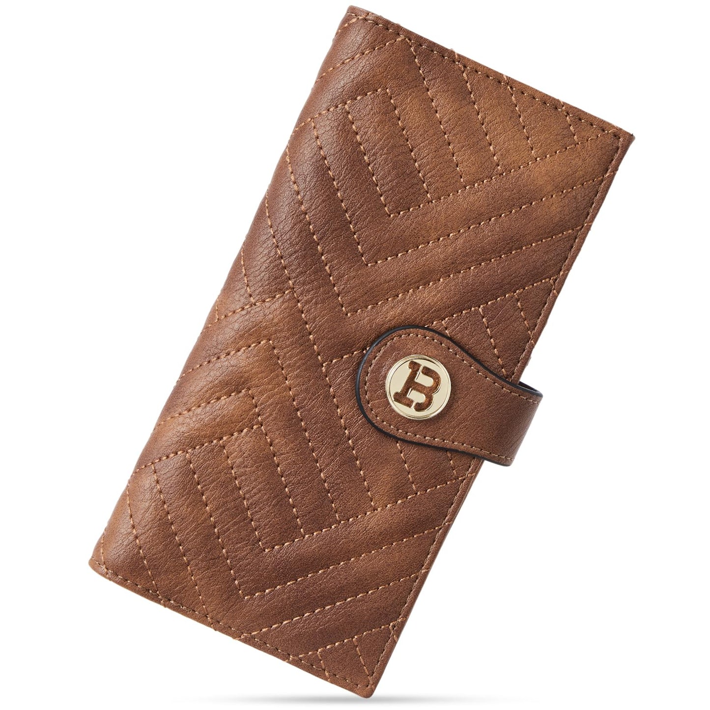 BOSTANTEN Slim Wallet Women Leather RFID Blocking Credit Card Holder Bifold Thin Wallet with Zipper Pocket Brown