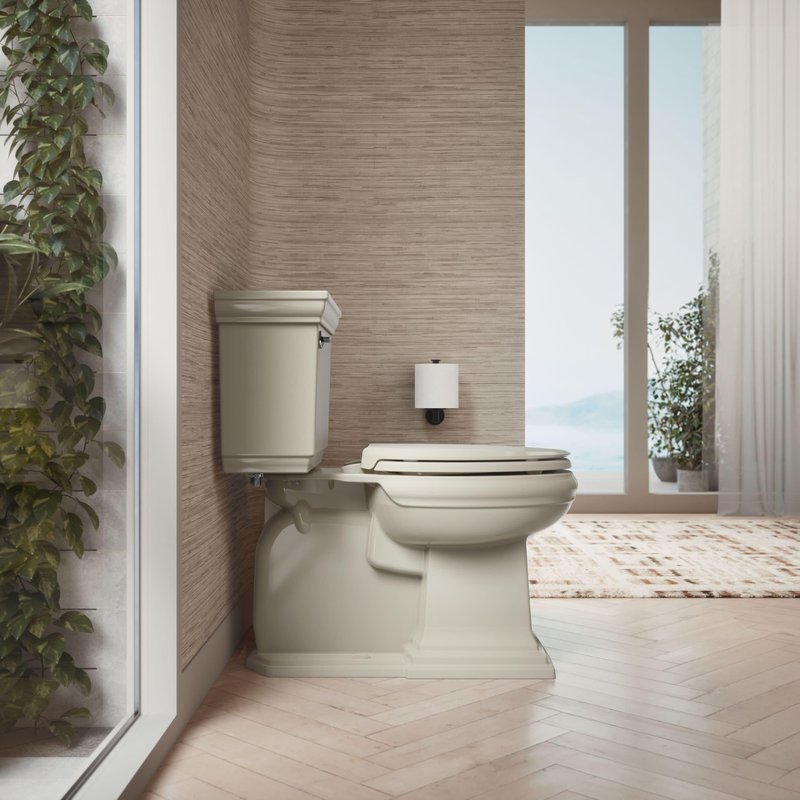 KOHLER 4636-RL-G9 Cachet ReadyLatch Elongated Toilet Seat Slow Close, Soft Close Toilet Seat Quiet Lid, Contoured Grip-Tight Bumpers Installation Hardware, Apartment Essentials, Sandbar