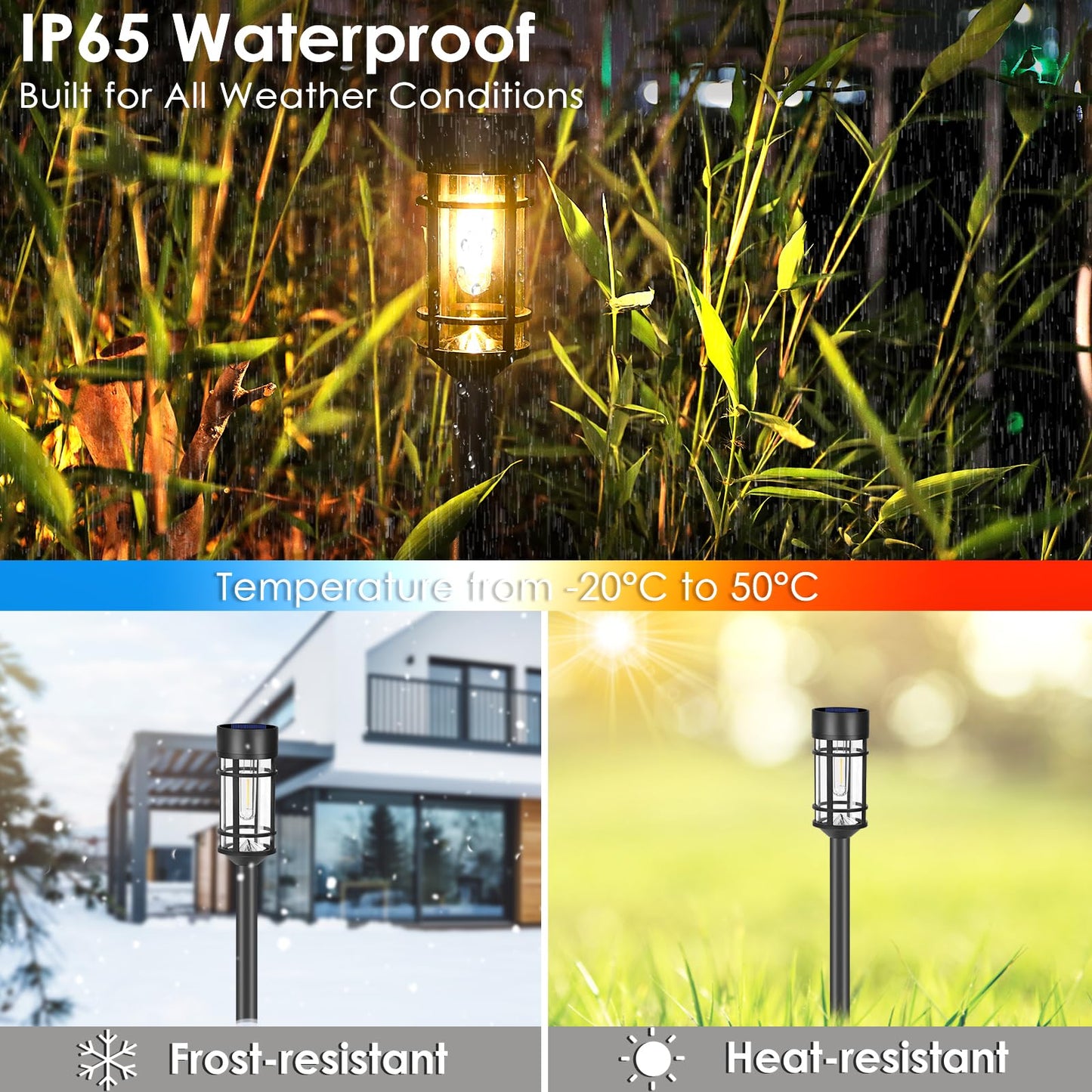 Mancra Solar Pathway Lights, 8 Pack LED Solar Lights Outdoor Waterproof, Glass Metal Garden Lighting for Yard Path Landscape Lawn Walkway Driveway, 3000K