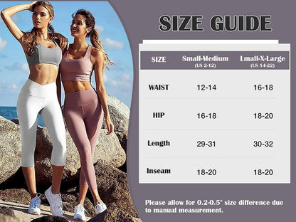 FULLSOFT Black Capri Leggings with Pockets for Women - High Waisted Tummy Control Soft Butt Lifting Workout Clothes for Women Yoga Pants Short Leggings Capris Y2k(Black with Pockets,Small-Meduim)