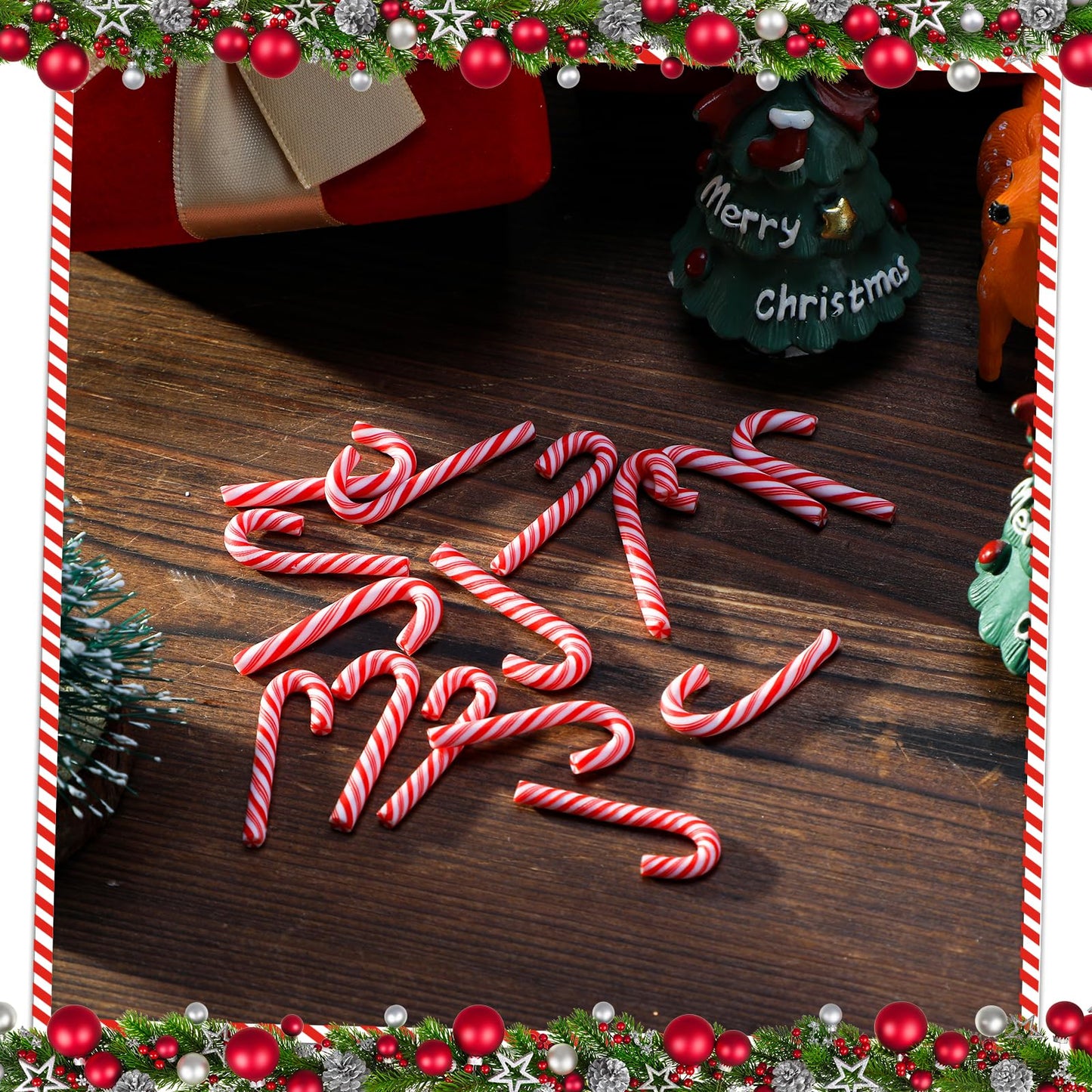 Giegxin 120 Pcs Christmas Mini Candy Cane for Crafts Plastic Fake Candy DIY Craft Supplies Peppermint Ornaments for Christmas DIY Garden Accessories Xmas Phone Case Making