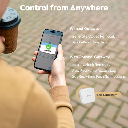 Keyless Entry Fingerprint Deadbolt Smart Lock: Digital Front Door Keypad with App Control, Electronic/Electric Deadbolt with Fingerprint & Code Access, Auto Locking, Easy to Install (Bright Brass)
