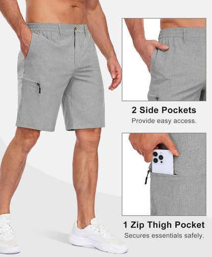 Little Donkey Andy Men's Golf Shorts Quick Dry Lightweight Breathable Casual Short with Elastic Waist 3 Pockets for Hiking 10"/11" (Dove M)