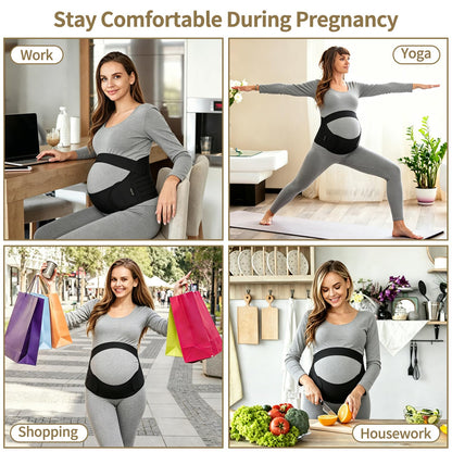 ChongErfei Maternity Belt, Pregnancy 3 in 1 Support Belt for Back/Pelvic/Hip Pain, Maternity Band Belly Support for Pregnancy Belly Support Band (M: Fit Ab 35.5"-47.3", Black)
