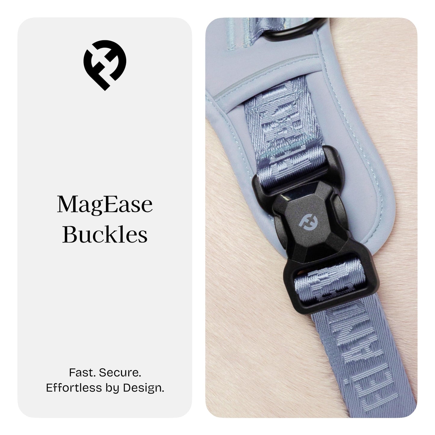 2026 New Editions, Fei and Eve Cloud MagEase Dog Harness, Quick-Release Buckles, Reflective, 3-Point No-Pull Control, Breathable Mesh, Adjustable Fit, Large, Dusk Blue
