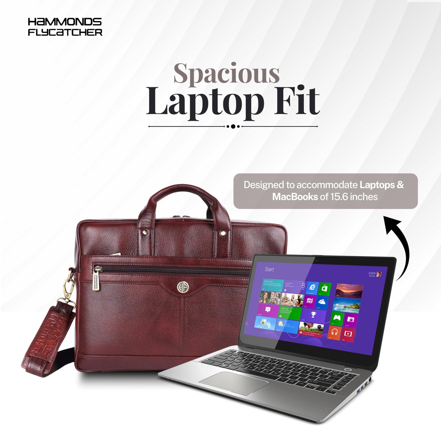 HAMMONDS FLYCATCHER Genuine Leather Executive Formal Office Bag, Shoulder Laptop Messenger Bag for Men, MacBook, Notebook Upto 16 Inch, Handbags with Shoulder Straps, Brown, LB138