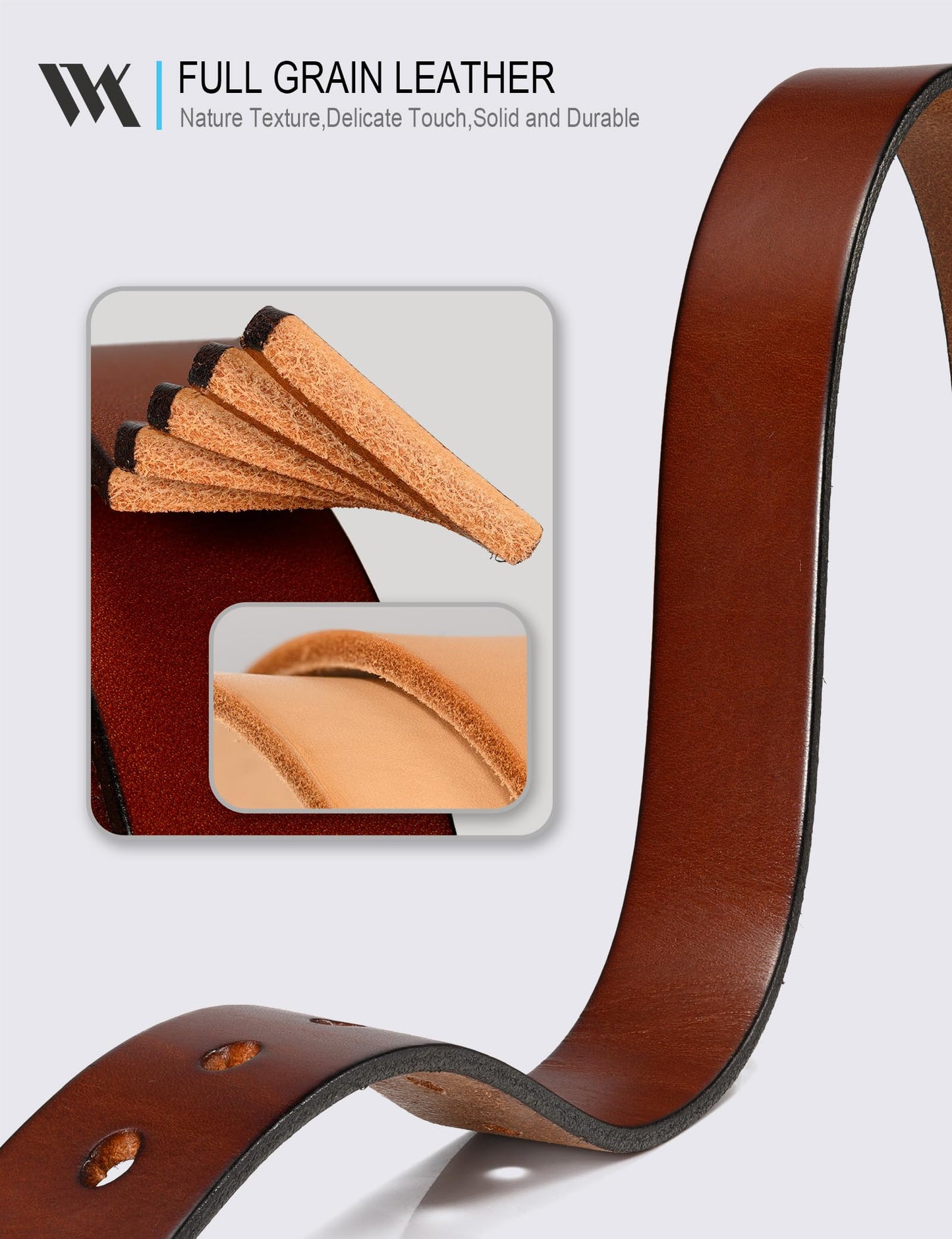 WOLFANT Full Grain Leather Belt for Women,1.1" Ladies Casual leather Jean Belt with Vintage Square buckle in Gift Box