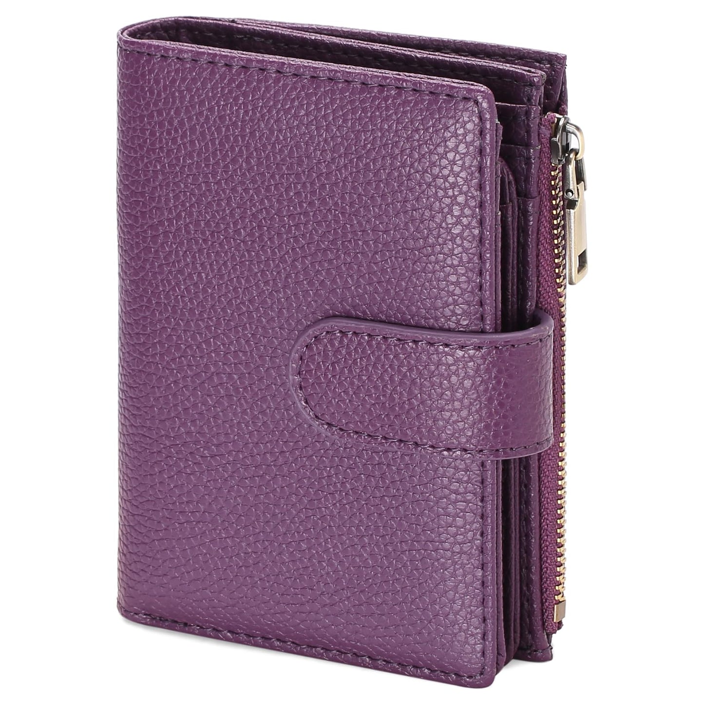 GAEKEAO Small Wallet for Women, Bifold Vegan Leather RFID Blocking Ladies Compact Card Holder with Zipper Pocket & ID Window