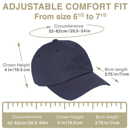 E BY ELIDAN Classic Dad Hat – 100% Cotton, Adjustable Metal Buckle Strap, Low-Profile Fit, Breathable and Packable Baseball Cap Unisex, Navy