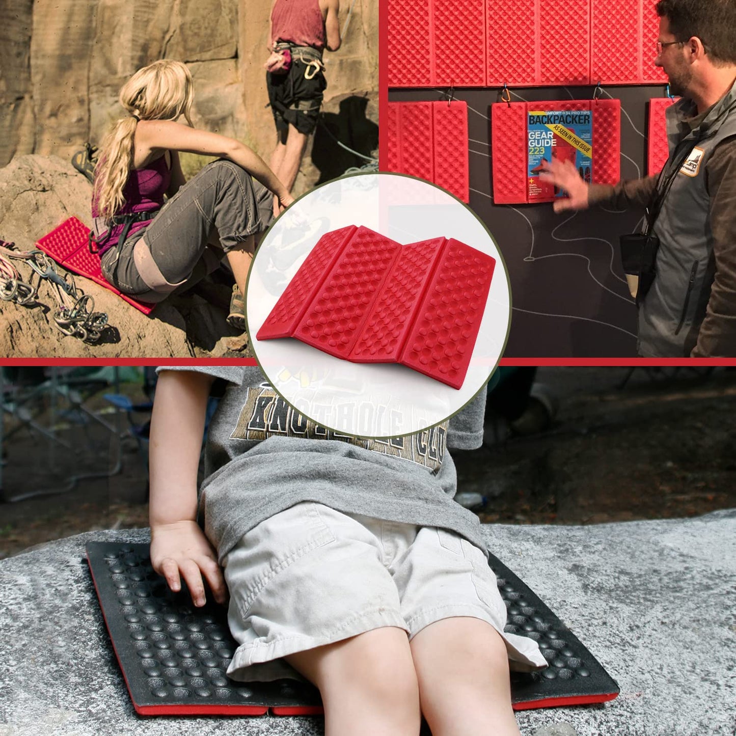 Sitting Pad for Backpacking, Sit Upon Pads Camping Hiking,Outdoor Foam Folding Mat, Small Seat Cushion, Compfort, Portable and Lightweight Green