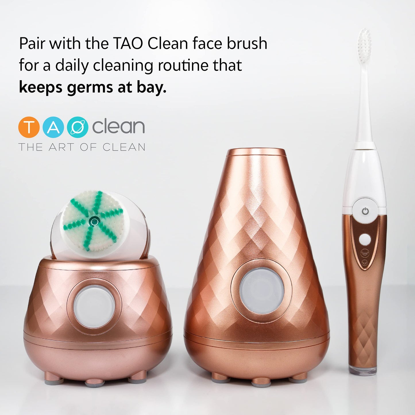 Tao Clean UV Sanitizing Sonic Toothbrush and Cleaning Station, Electric Toothbrush, Dual Speed Setting, White