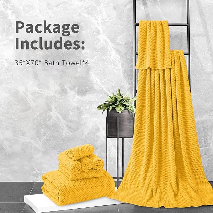 Extra Large Bath Towel Set of 4, Oversized Bath Sheet Super Soft Highly