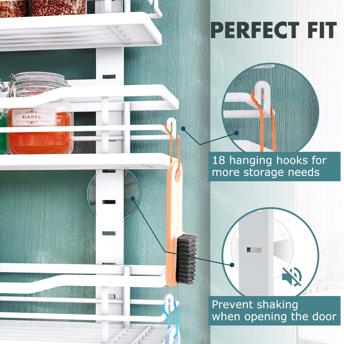 Eastherry Over The Door Pantry Organizer，9-Tier Over The Door Organizer with Adjustable Basket，Metal Hanging Pantry Organizers and Storage for Kitchen, Back of Door Seasoning Rack