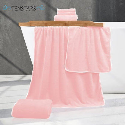 TENSTARS Luxury Silk Hemming Towel Set
