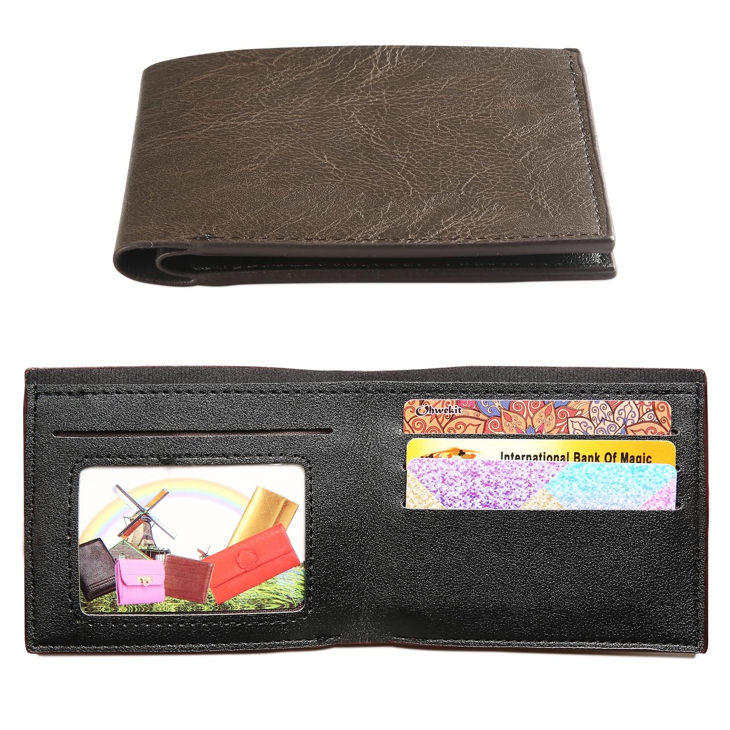 VZZNN 12 PCS Leather Bifold Wallets for Men,Men’s Wallet Bulk for DIY Engraving,With money clip,card holder (Brown)
