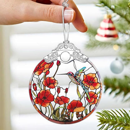 Hummingbird Ornament – Christmas Decoration & Christmas Ornament; Stained Glass Holiday Decoration (Holiday Present, Bauble Present, Gift Idea, Gift Exchange) | Heirloom Keepsakes