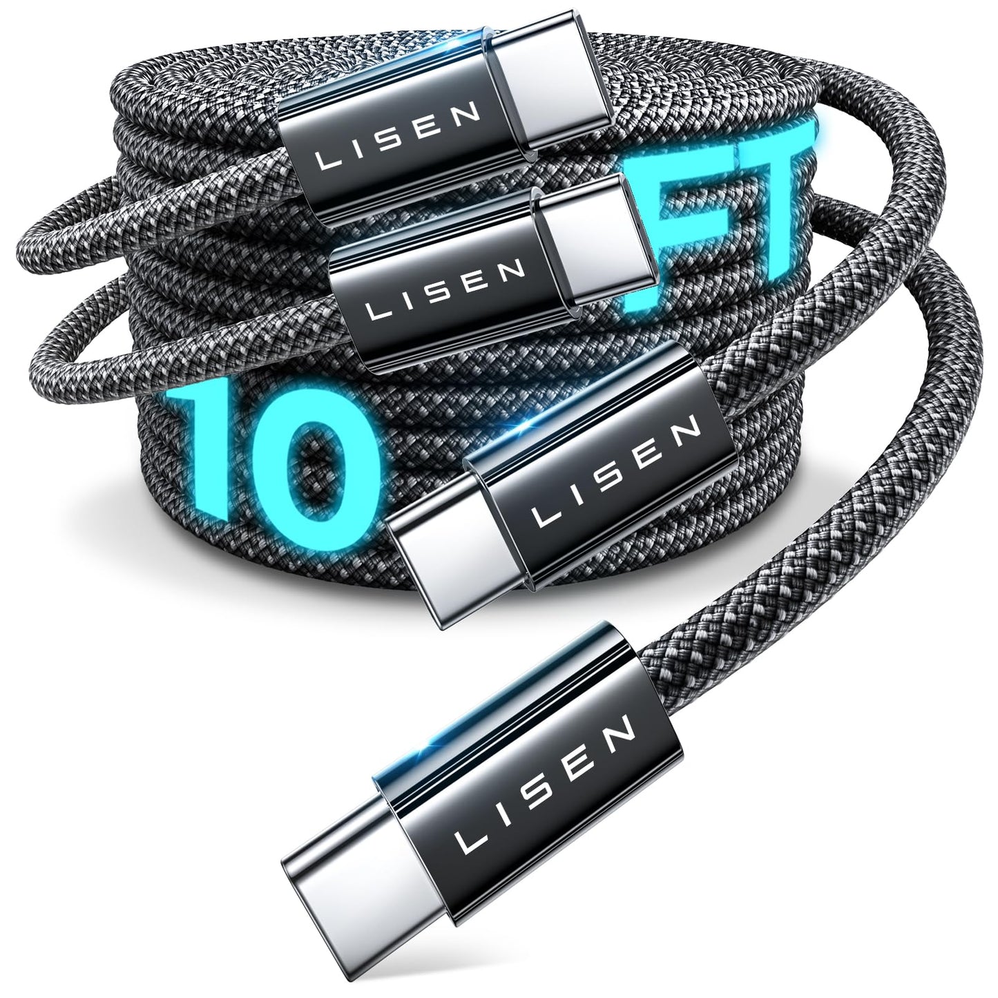 LISEN for iPhone 16 15 USB C to USB C Fast Charging, 60W USB C Cable Type C Fast Charging Cable for iPhone 16 15,Samsung Galaxy S25 Ultra Plus S24 S23 iPad Pro 13 12.9inch, iPad Air 5,White 3Pack 6FT