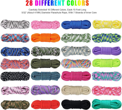 WEREWOLVES 28 Colors Paracord with Instruction, 10 Feet Each Parachute