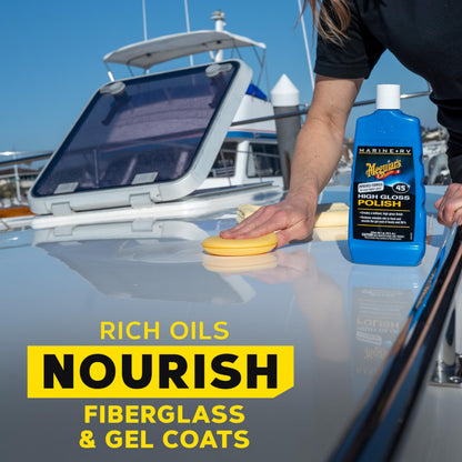 Meguiar's Marine/RV M4516 High Gloss Polish - Professional Grade Boat and RV Polish for a Sleek, High-Shine Finish for Fiberglass & Gel Coat - 16 Oz