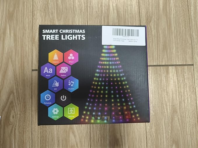Smart Ring Christmas Tree Lights with Star Topper Indoor Outdoor - 7Ft x 20 Lines String 400 Optimum LED Easy App Control Images Color Changing Timer Remote Waterproof for 6 7 7.5 Ft Xmas Trees