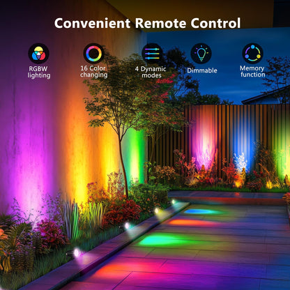 OurLeeme Lawn Flood Light Stake, 2-in-1 Waterproof Outdoor Remote controlle Landscape Lighting Spotlight Wall Light for Yard Garden Driveway Pathway Pool(2 Pack)