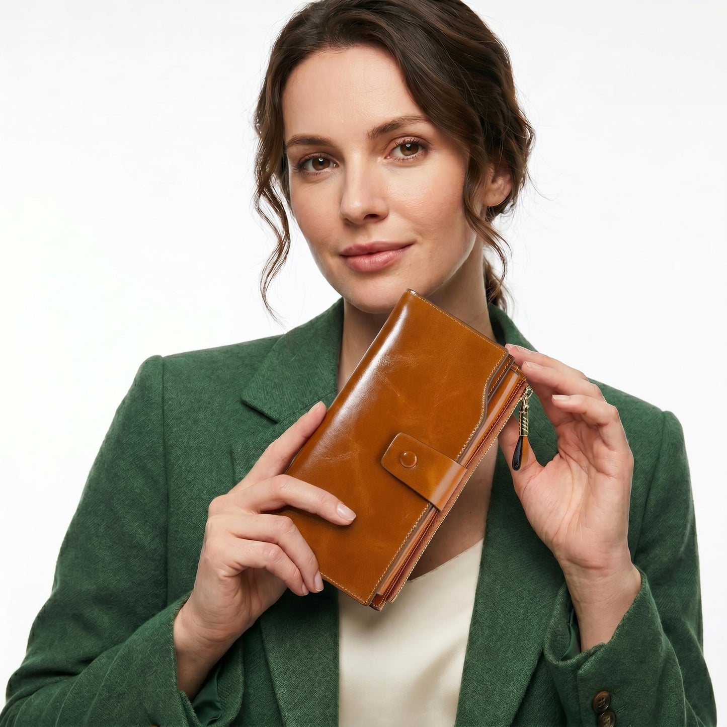YALUXE Women's Genuine Leather Wallet RFID Blocking with 21 Card Slots ID Window Cash Cell Phone Pocket