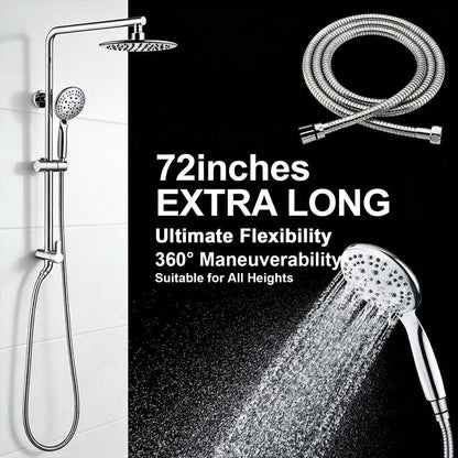 SonTiy 9" Shower Head with Handheld Spray, Rain Shower Heads System, 5 Spray Mode Handheld, Modern Shower System with Easy Reach Diverter, 72'' Hose and Height Adjustable Holder, Chrome