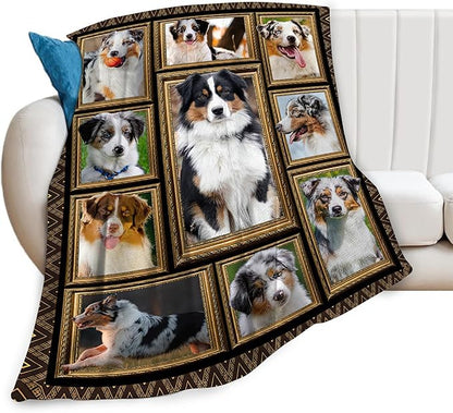 Australian Shepherd Blanket, Dog Throw Blankets, Animal Fuzzy Plush Blanket Ultra Soft for Dog Lover Gift Kids Teens Women Men Girls Boys Stuff Decor for Home Bedding Sofas Couch Camping 50"X40"